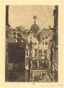 Rue du Bon Secours, Brussels, print by James Ensor, 1887, Prints Department, Royal Library of Belgium, S. II 53356