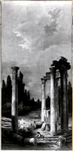 Ruins of a Circular Temple with Apollo di Belvedere (Hubert Robert) - Nationalmuseum - 21560