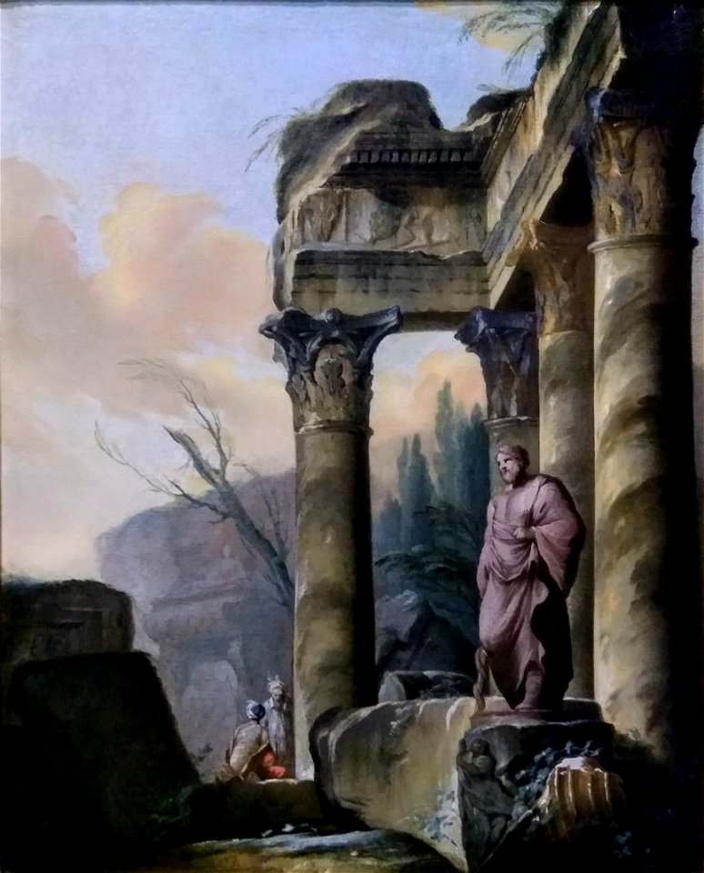 Ruines avec la statue d'Esculape