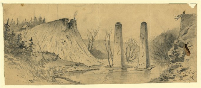 Ruins of the Acquia Creek and Fredericksburg R.R. bridge, over Potomac Creek) - EF LCCN2004661819