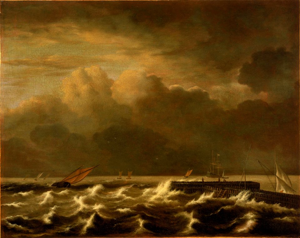 Rough seas breaking over a jetty RMG BHC0846