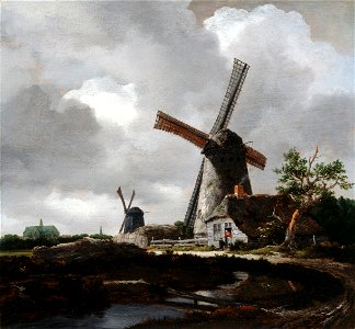 Van Ruisdael, Jacob - Landscape with Windmills near Haarlem - Google Art Project. Free illustration for personal and commercial use.