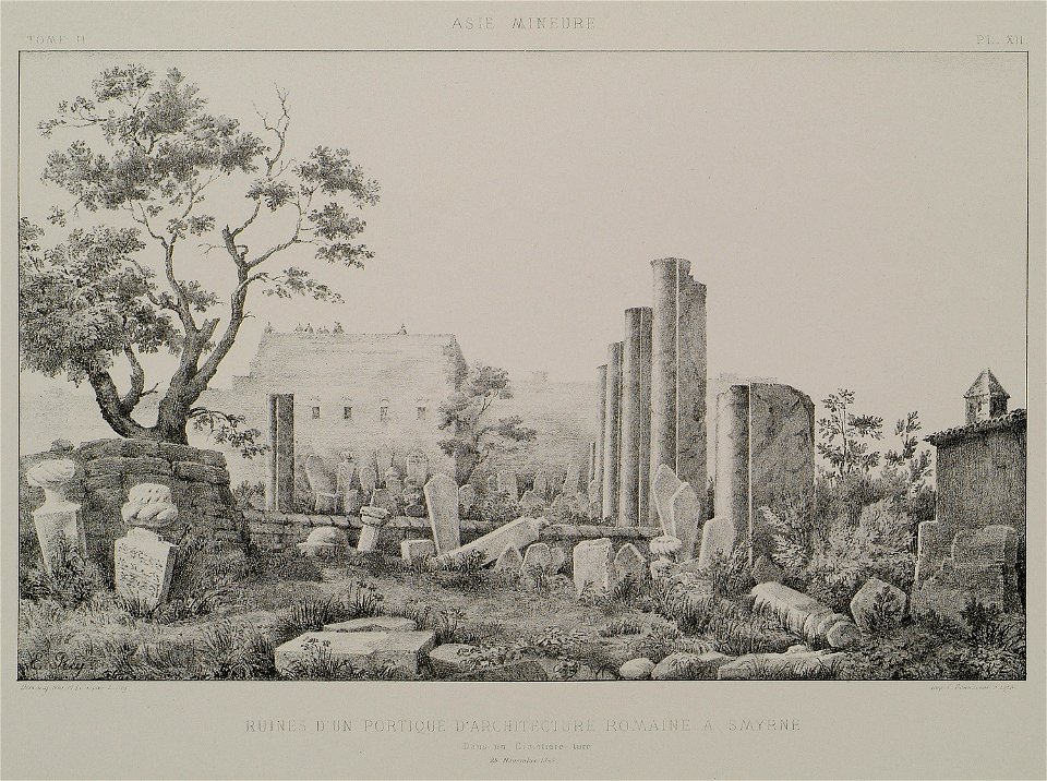 Ruines d'un portique d'architecture romaine à Smyrne - Rey Etienne - 1867