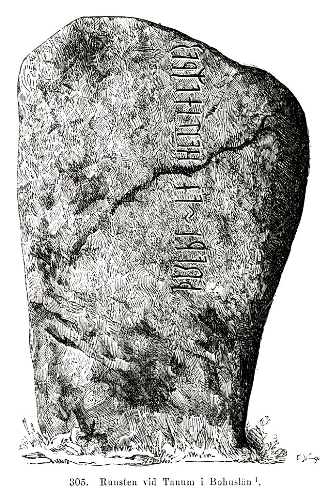 Runsten vid Tanums kyrka (Montelius 1877 s219 fig305)