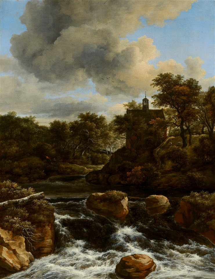 Jacob van Ruisdael - Chapel by a Waterfall - 153 - Rijksmuseum