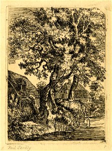 Rural landscape with ancient tree by Paul Sandby