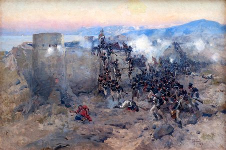 Russian troops storming Lankaran fortress, January 13th, 1813.