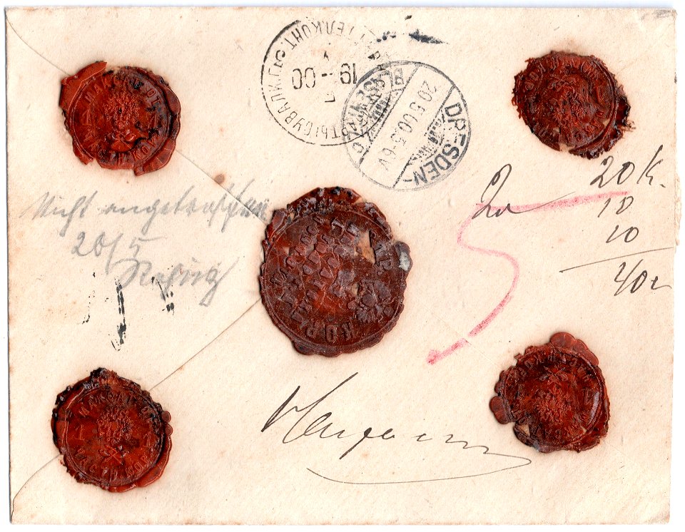 Russia 1900-05-03 wax sealed cover reverse 01