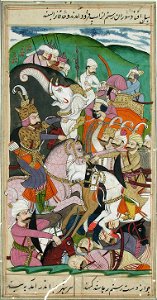 Rustam lassoes the Khaqan of China and drags him from his white elephant (6125091534)