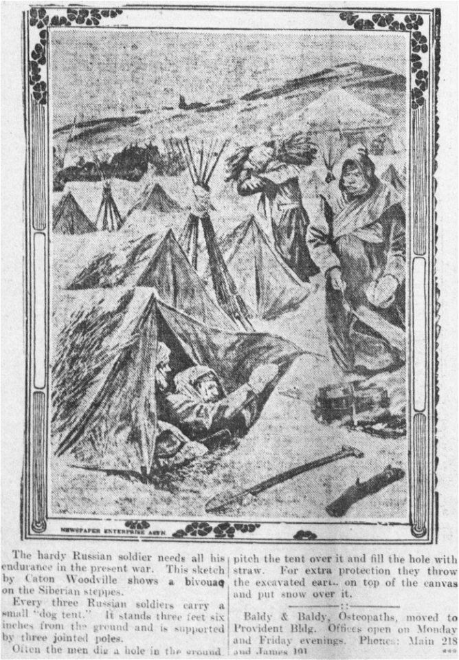 Russian soldiers camping on the Siberian steppes (Woodville sketch)