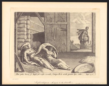 Ruth Places Herself At Boaz's Feet print by Adriaen de Weerdt, S.V 95730, Prints Department, Royal Library of Belgium