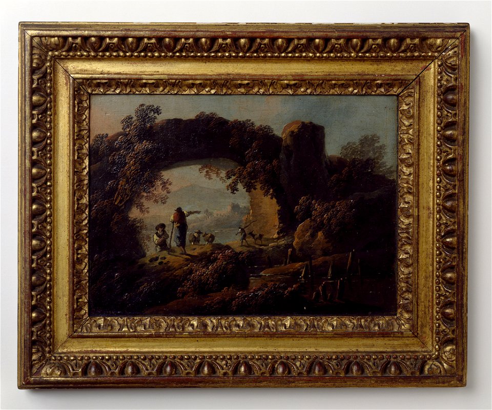 Rustic Landscape with Aqueduct and Figures by Jean-Baptiste Pillement
