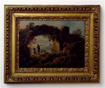 Rustic Landscape with Aqueduct and Figures by Jean-Baptiste Pillement