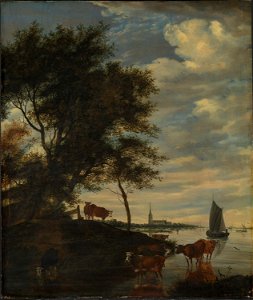 Salomon van Ruysdael - River Scene - NG.M.01397 - National Museum of Art, Architecture and Design. Free illustration for personal and commercial use.