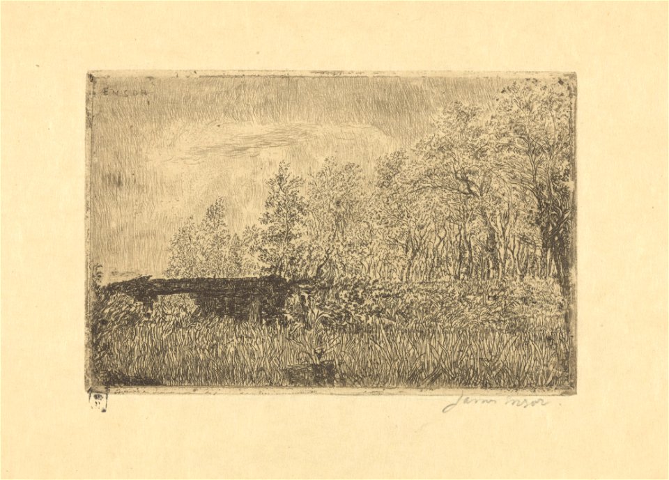 Rustic Bridge, print by James Ensor, 1889, Prints Department, Royal Library of Belgium, S. IV 29325