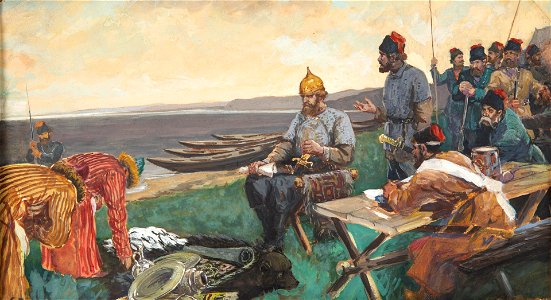 The Gift by Andrei Ryabushkin, gouache on paper