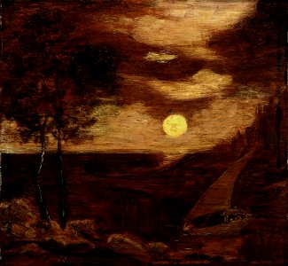 Albert Pinkham Ryder - The Lovers' Boat (c.1881). Free illustration for personal and commercial use.
