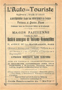 Réclame 1900-l'Auto-Touriste