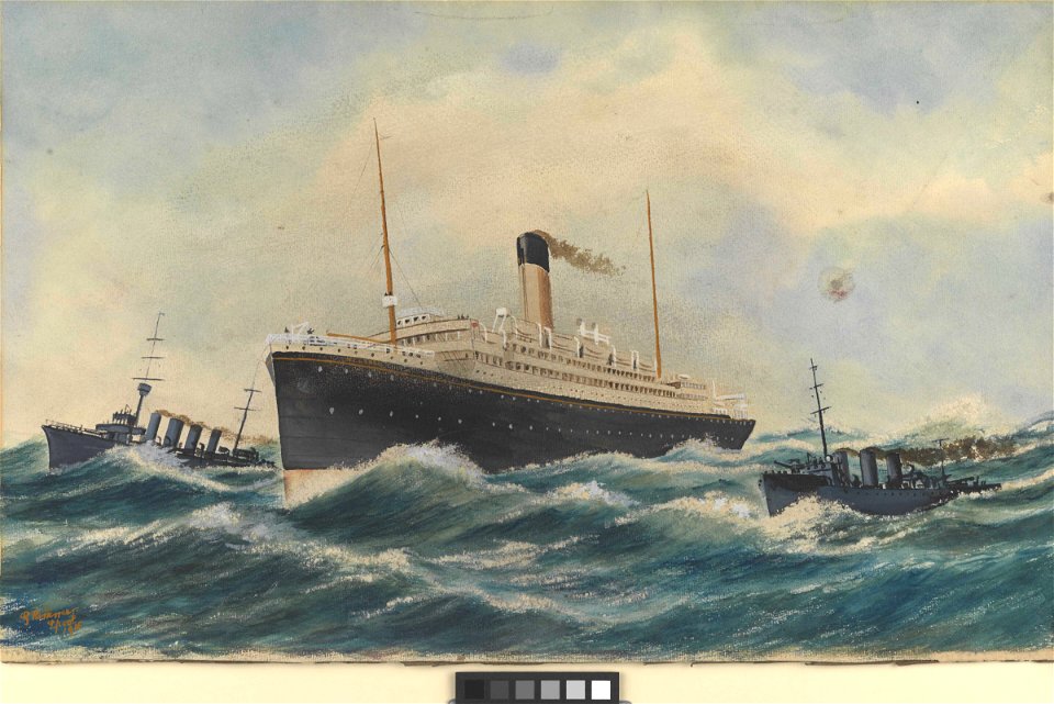 S.S. Megantic (White Star Line, with a naval escort) RMG PY0414