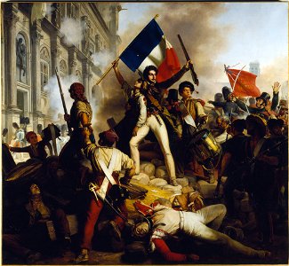 Révolution de 1830 - Combat devant l'hôtel de ville - 28.07.1830. Free illustration for personal and commercial use.
