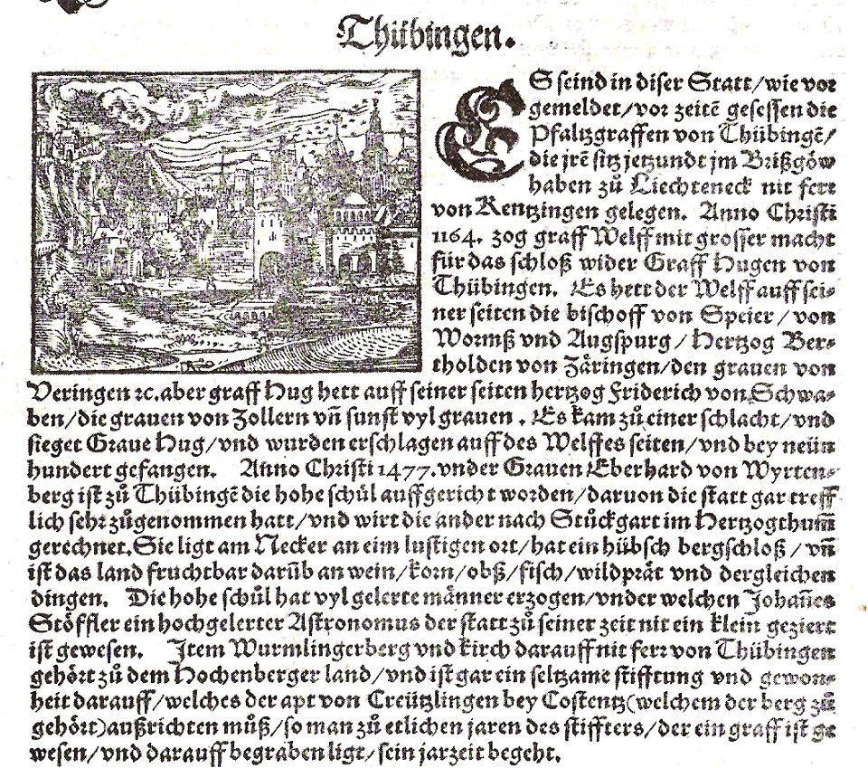 S Münster - Tübingen (Cosmographia 1550) Holzschnitt Inv3451 (TAM08)