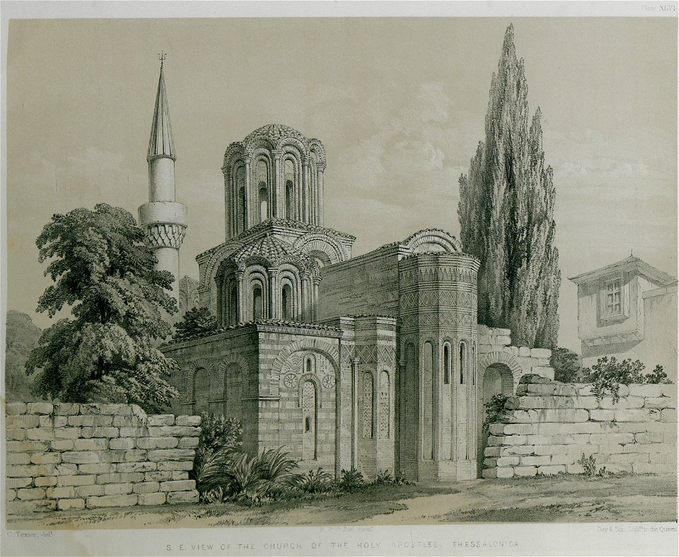 S E View of the Church of the Holy Apostles Thessalonica - Texier Charles - 1864