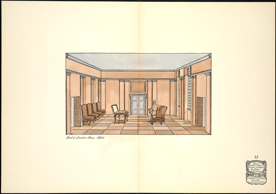 Saal in Jourdains Haus. I. Bild (Boston Public Library)