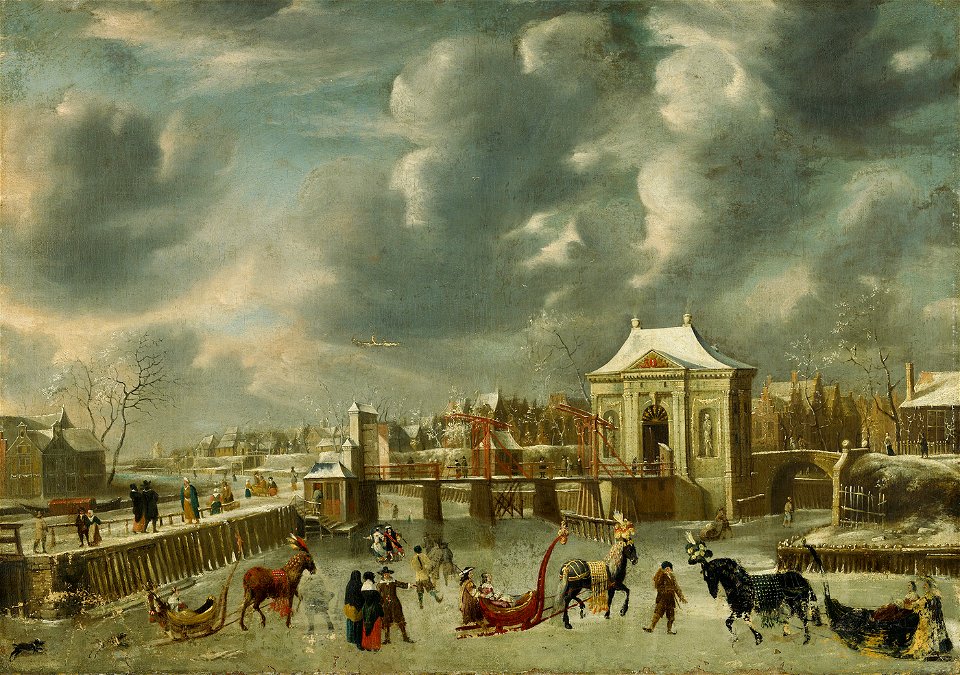 SA 643-Stadsgracht met Heiligewegspoort in de winter-Stadsgracht met Heiligewegspoort, gezien van de zijde van de Herengracht