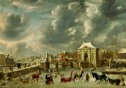 SA 643-Stadsgracht met Heiligewegspoort in de winter-Stadsgracht met Heiligewegspoort, gezien van de zijde van de Herengracht