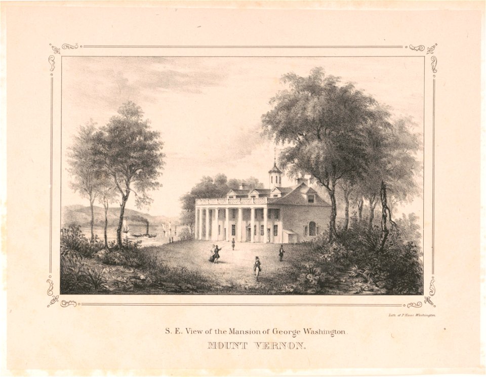 S.E. view of the mansion of George Washington. Mount Vernon - lith. of P. Haas, Washington. LCCN2013645250