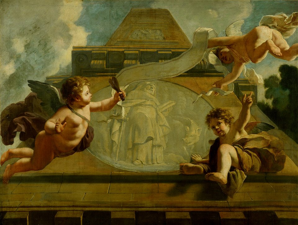SA 7360.7-De Heilige Anthonius de Heremiet - Allegorische voorstelling van de verzorging van leprozen en onnozelen-St. Antonius abt
