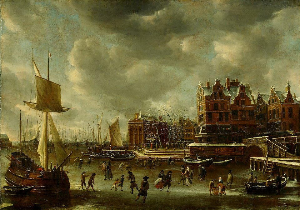 SA 74-Het IJ bij de Nieuwe Brug in de winter, gezien naar het oosten