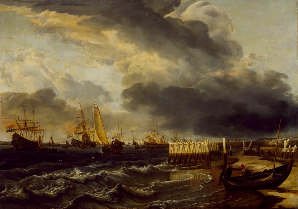 SA 7486-Een vloot bij Den Helder-Zeegezicht-De vloot van Wassenaar, Opdam verlaat Tessel in de lente van 1665, tijdens de tweede Engelse oorlog