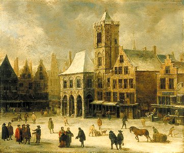 SA 2999-De Dam met het oude stadhuis-Gezicht op de Dam met het oude stadhuis bij winter