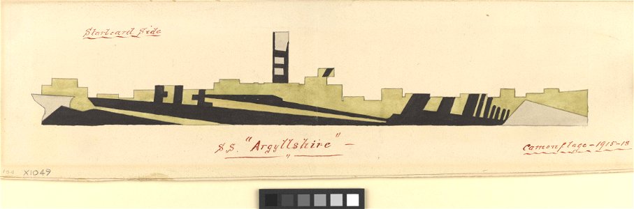 S.S. Argyllshire Starboard side silhouette showing camouflage RMG PY0415