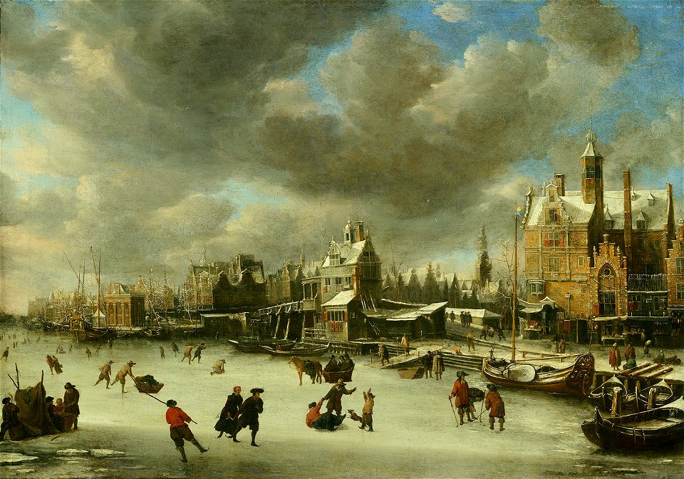 SA 7291-Het Paalhuis en de Nieuwe Brug, gezien vanaf het IJ