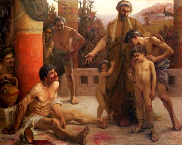 Fernand Sabatté - Un Spartiate montre à ses fils un ilote ivre (1900)
