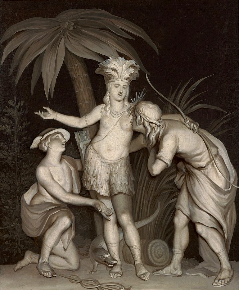 SA 38994-Mercurius, de god van de handel, en Phoebus, de zonnegod, door Amerika ontvangen