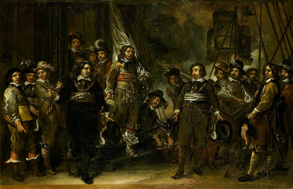 SA 41181-Schets voor een schuttersstuk-Viering van de Vrede van Munster door de schutterij van Jan Huydecoper (voorstudie)