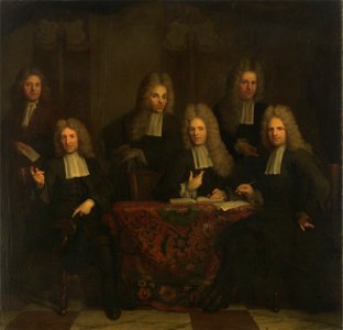 SA 7297-De regenten van het Leprozenhuis-Vier regenten, de boekhouder en de binnenvader van het Leprozenhuis