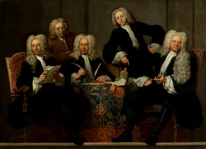 SA 992-De regenten van het Oude Mannen- en Vrouwengasthuis-Vier regenten en de binnenvader van het Oude Mannen- en Vrouwengasthuis