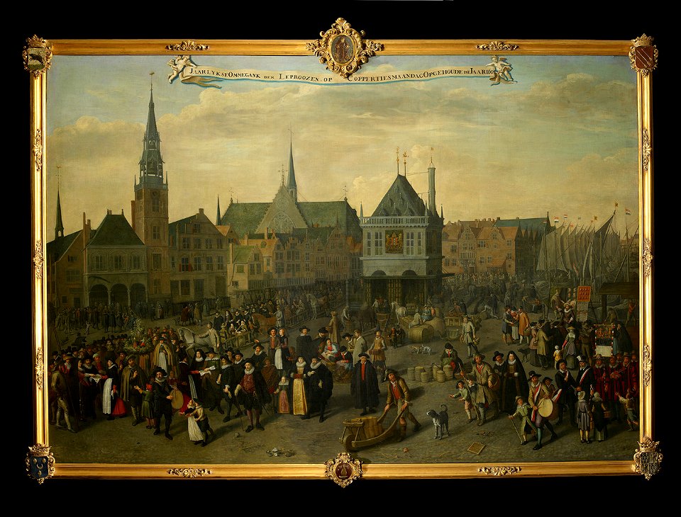 SA 3026-De Dam in 1604 tijdens de laatste Leprozenommegang op Koppertjesmaandag