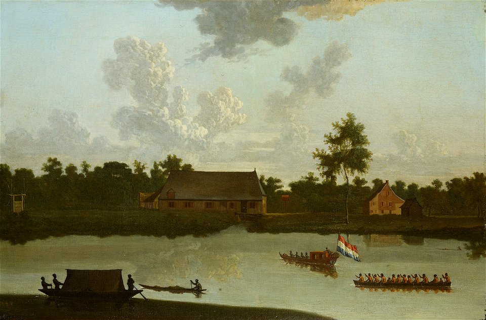 SA 35413-De suikerplantage Waterlant in Suriname-Plantage van Jonas Witsen aan de Surinamerivier
