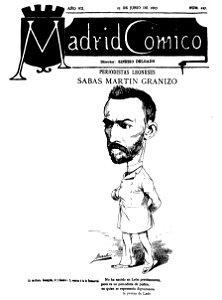 Sabas Martín Granizo, de Mecachis, Madrid Cómico, 25 de junio de 1887. Free illustration for personal and commercial use.