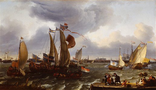 SA 6833-Parade van jachten op het IJ-De inscheping van koning-stadhouder Willem III