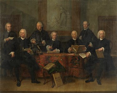 SA 987-De regenten van het Oudezijds Huiszittenhuis-Zes regenten en de binnenvader van het Oudezijds Huiszitten aalmoezeniershuis