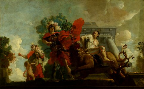 SA 7360.5-Fortitudo breidelt de zotheid - Allegorische voorstelling van de verzorging van leprozen en onnozelen-Sterckheyt breidelt de zotheid