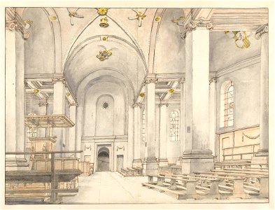 Saenredam - View of the Nave of the Nieuwe Kerk, Haarlem, Looking West, RP-T-1890-A-2343