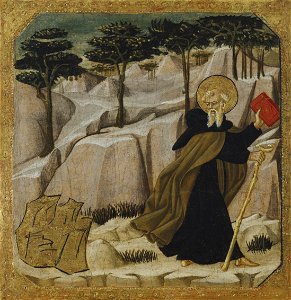 Saint Anthony Abbot Tempted by Gold - Giovanni di ser Giovanni Guidi, called Lo Scheggia, formerly called Master of Fucecchio - Google Cultural Institute. Free illustration for personal and commercial use.