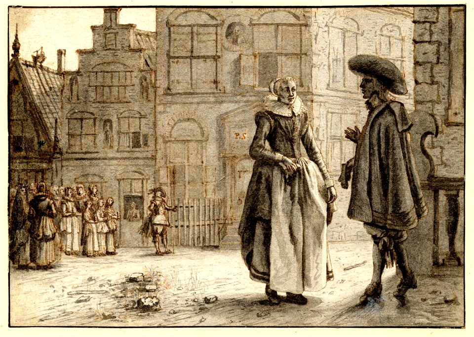 Saenredam - Attributed to - Street scene with figures, 1895,0915.1301